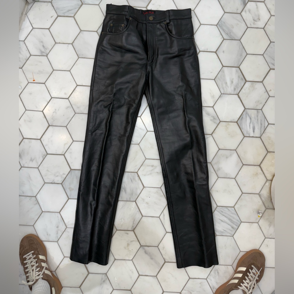 vintage leather world by lucky leather echtes leder futter pants size 30 - Picture 2 of 4